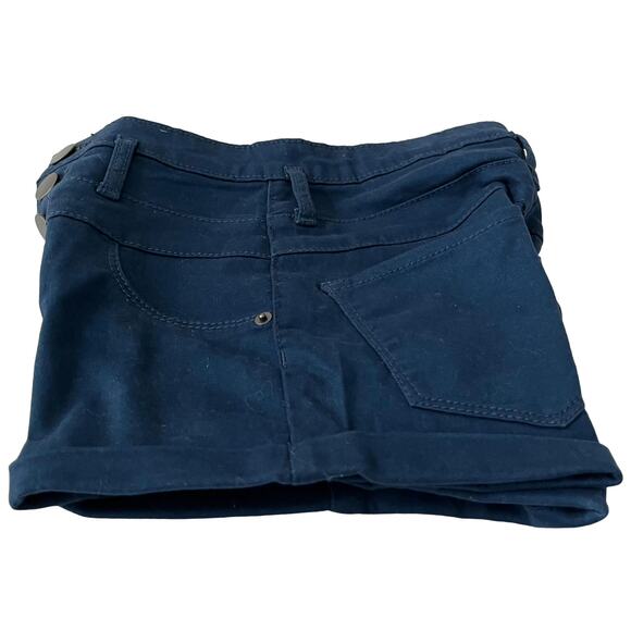 NO BO MID-RISE SHORTS JUNIORS, 1, NAVY BLUE, BACK POCKETS, BUTTONS & ZIP CLOSURE - Picture 4 of 10